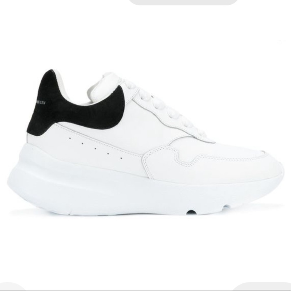 Alexander McQueen Sneaker Pelle S. Gomma Low Top Runner White with Black Suede - Picture 2 of 13
